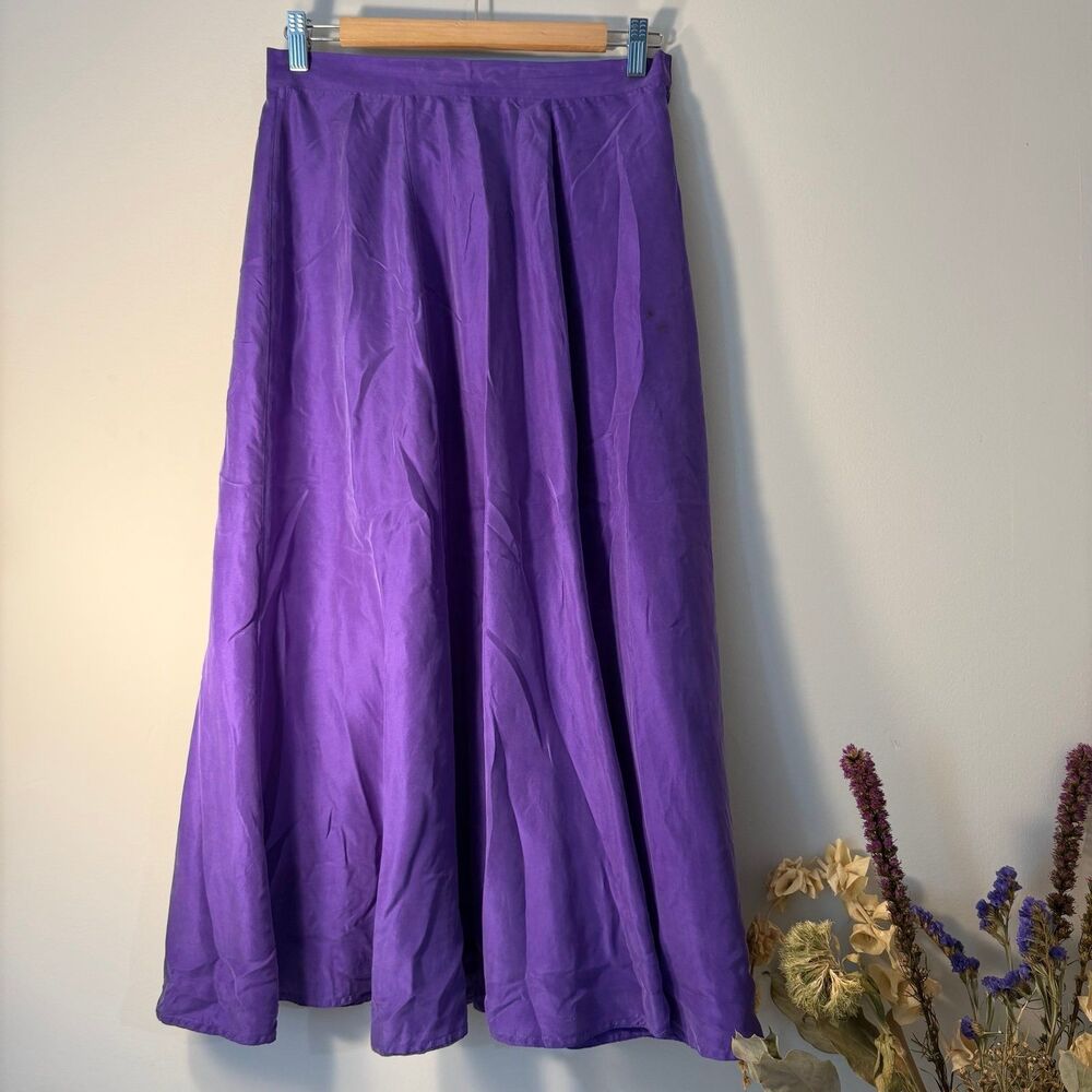 Diane Gilman, maxi silk skirt purple, as is, size 10